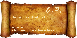 Oszaczki Patrik névjegykártya